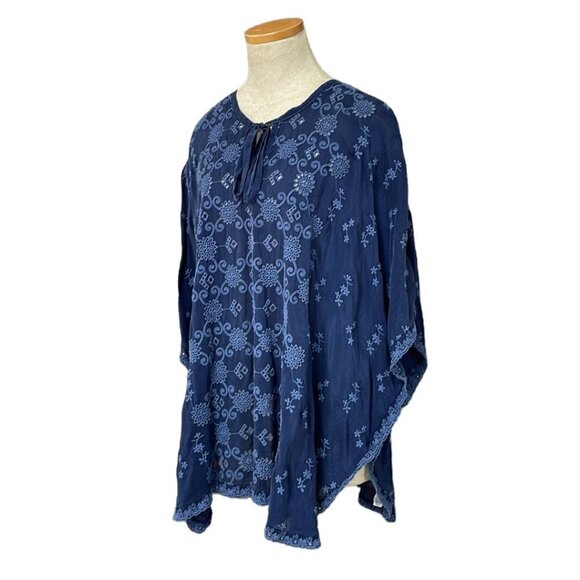 Johnny Was Lace Poncho Top Blue Size X Small XS - Picture 3 of 14